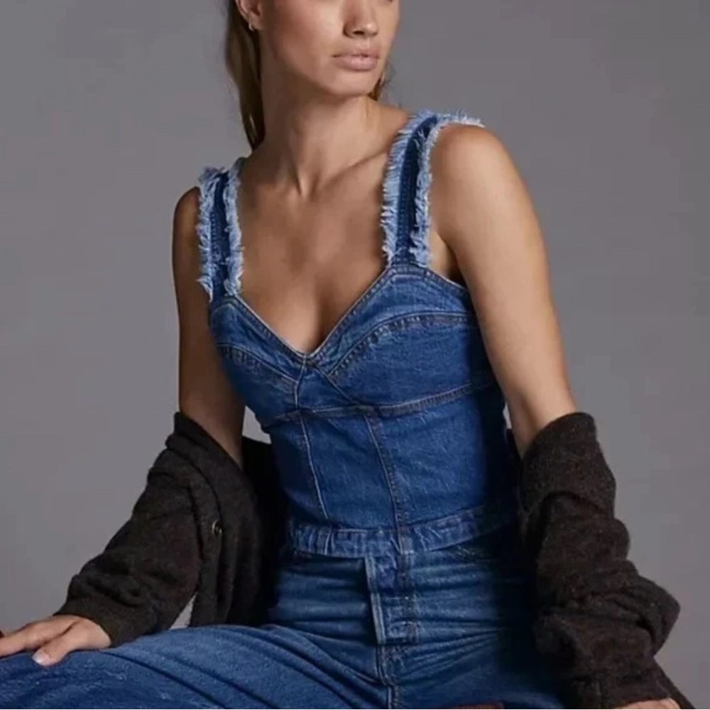 Anthropologie NWT Pilcro Seamed Denim Tank - Size 12